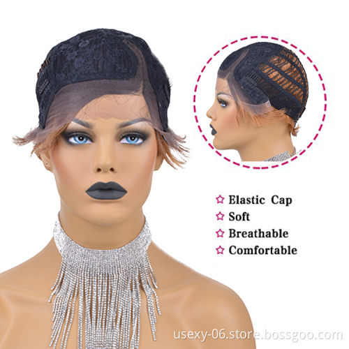 Short Human Hair Wigs Remy Hair Pixie Cut Wig Color 1B 30 Finger Wave Brazilian Wigs For Black Women